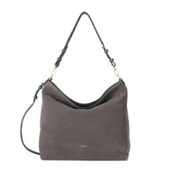 Abro Hobo Bag Signature aus Veloursleder grau Crossbody Bag
