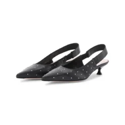 Agl Sling-Back mit Nieten schwarz Schnürschuhe