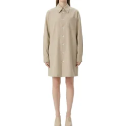 AMI Paris Blusenkleid in Midilänge beige Midikleid