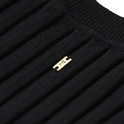 AMI Paris Geripptes Midikleid schwarz Midikleid
