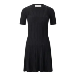 AMI Paris Geripptes Midikleid schwarz Midikleid