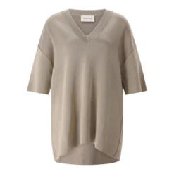 AMI Paris Kurzarm-Pullover aus Wollmix braun Pullover