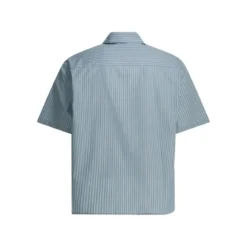 AMI Paris Light Blue Short-Sleeve Shirt With Pearl Accents Grey Hemd