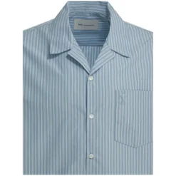 AMI Paris Light Blue Short-Sleeve Shirt With Pearl Accents Grey Hemd