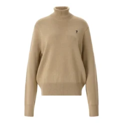AMI Paris Rollkragenpullover mit Logo braun Rollkragenpullover