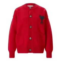AMI Paris Strickjacke aus Wolle rot Strickjacke