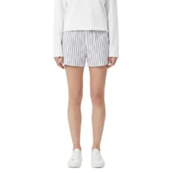 AMI Paris Vertical Stripe Bermuda Shorts With Elastic Waistb White Bermuda-Shorts