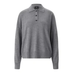 Anine Bing Pullover Lee aus Merinowolle & Kaschmir grau Poloshirt