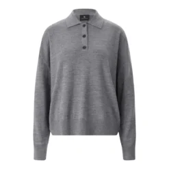 Anine Bing Pullover Lee aus Merinowolle & Kaschmir grau Poloshirt