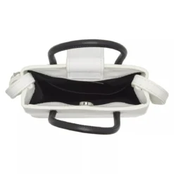 Balenciaga Black Front Logo Top Handle Bag White Minitasche