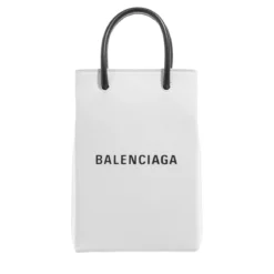 Balenciaga Black Front Logo Top Handle Bag White Minitasche