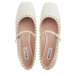 Bally Belkys-Round Stu Bone Ballerinas