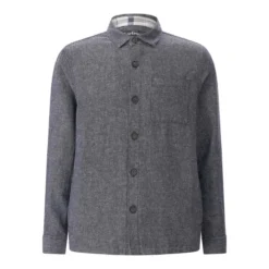 Barbour Overshirt Stillwater aus Leinen-Mix blau Hemd