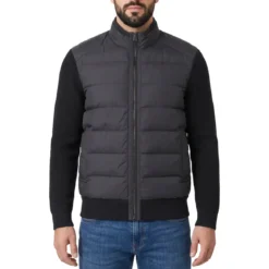 Belstaff Daunenjacke mit Strickärmeln schwarz Strickjacke