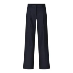 Cambio Wide Leg Stoffhose mit Leinen Navy Stoffhose