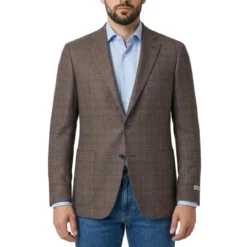 Canali Kariertes Sako Kei braun Anzugjacke