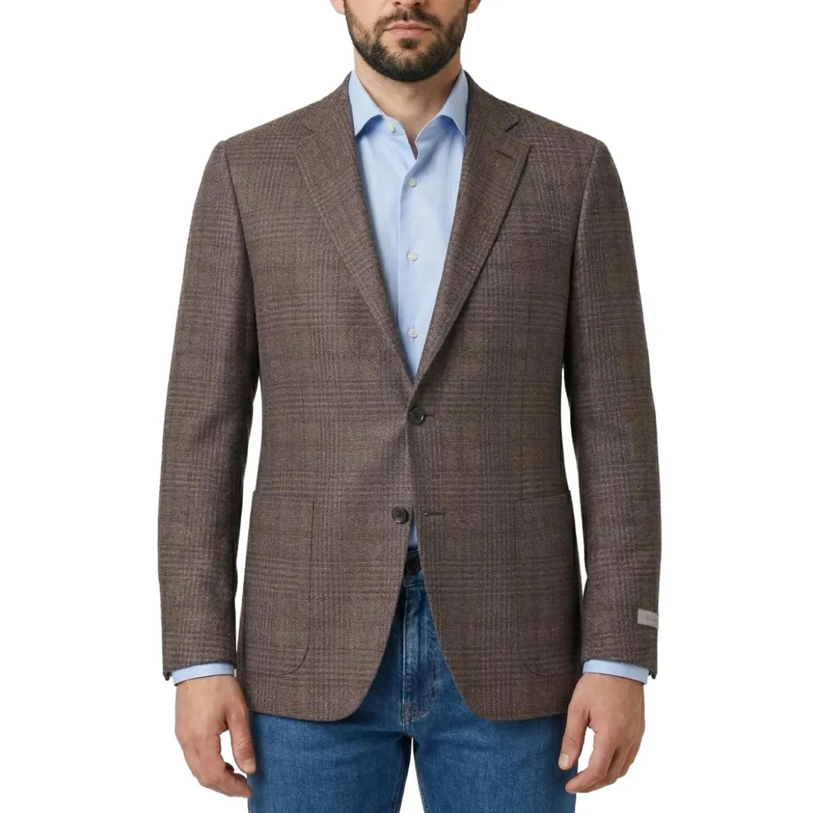 Canali Kariertes Sako Kei braun Anzugjacke