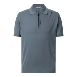 Canali Poloshirt mit Reißverschluss blau Poloshirt