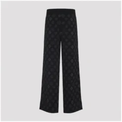Casablanca Black Jacquard Trousers With Grey Logo Pattern Schwarz Hose