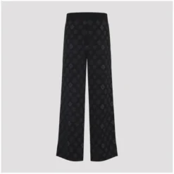 Casablanca Black Jacquard Trousers With Grey Logo Pattern Schwarz Hose