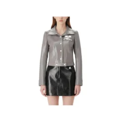 Courrèges Cropped Jacket With Pointed Collar Grey Übergangsjacke
