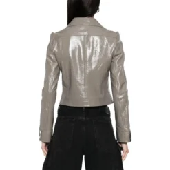 Courrèges Cropped Jacket With Pointed Collar Grey Übergangsjacke