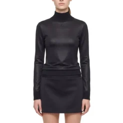 Courrèges Langarmshirt Reedition Second Skin schwarz Pullover
