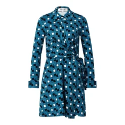 Diane von Furstenberg Blusenkleid Didi mit Muster blau Minikleid
