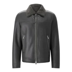 Dondup Fliegerjacke aus Lammleder grau Übergangsjacke