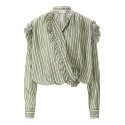 Dries Van Noten Wrap-Style Blouse With Ruffle Neckline Grey Bluse