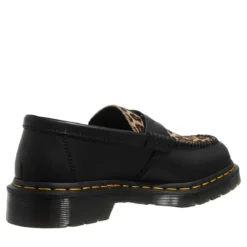 Dr. Martens PentonBlack+Light Tan Smooth+Mini Leopard Loafer