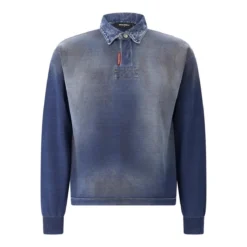 Dsquared2 Langarm-Poloshirt im Denim-Style blau Poloshirt