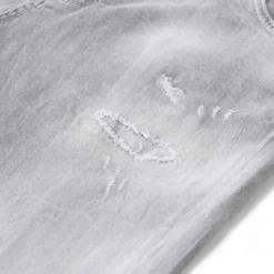 Dsquared2 Slim Fit Light Grey Distressed Jeans With TaperedWhite Slim-Fit-Jeans