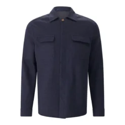 Eleventy Overshirt aus Baumwolle & Leinen dunkelblau Übergangsjacke