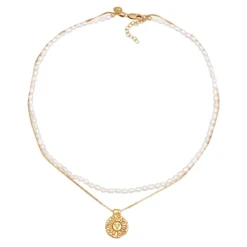 Elli Halskette Choker Layer Sonne Süßwasserperlen 925 S gold Choker