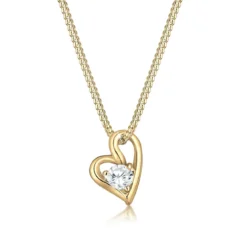 Elli Halskette Herz Liebe Zirkonia 585 Bezaubernd Gelbg gold Mittellange Halskette