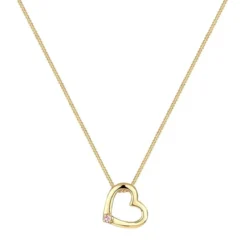 Elli Halskette Herz 925 Sterling Silber, mit Kristallen gold Mittellange Halskette