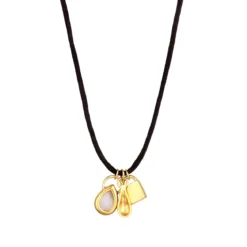 Elli Halskette Satin Choker Layer Amazonit Mondstein 92 gold Choker