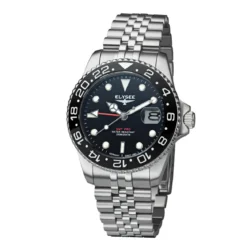 Elysee Die GMT Pro ist eine sportliche 4-Zeiger-Uhr mit D schwarz Quarzuhr