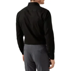 Eton Eton Solid Signature Twill Shirt Lange Mouw Overhe schwarz Hemd
