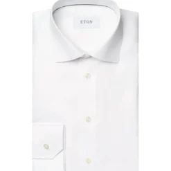 Eton Eton Solid Signature Twill Shirt Lange Mouw Overhe weiß Hemd