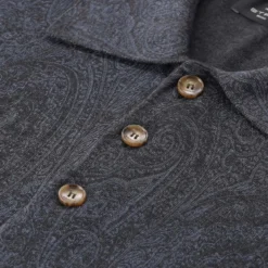 Etro Langarm-Poloshirt aus Wolle & Seide grau Poloshirt