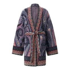 Etro Lange Strickjacke mit Gürtel mehrfarbig Strickjacke
