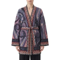 Etro Lange Strickjacke mit Gürtel mehrfarbig Strickjacke