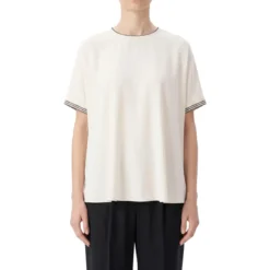 Fabiana Filippi Blusenshirt aus Seiden-Mix weiß T-Shirt