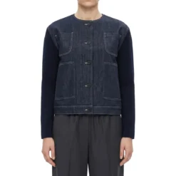Fabiana Filippi Jacke aus Denim und Strick dunkelblau Jeansjacke