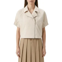 Fabiana Filippi Kurzarm-Jacke aus Materialmix beige Übergangsjacke