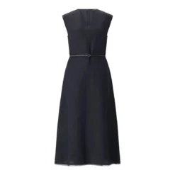 Fabiana Filippi Maxikleid aus Leinenmix dunkelblau Maxikleid