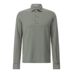Fedeli Langarm-Poloshirt aus Baumwolle Grün Poloshirt