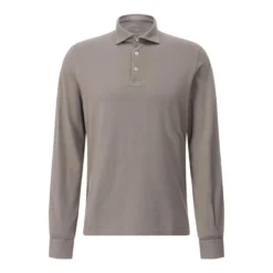 Fedeli Langarm-Poloshirt aus Baumwolle Braun Poloshirt